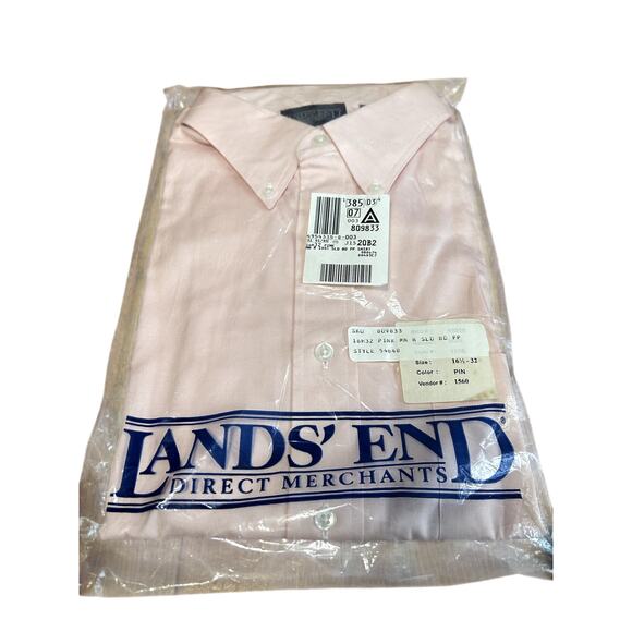 Land's End Oxford Style Dress Shirt Mens Size 161/2 32 Light Pink NWT 54648 - Picture 1 of 5